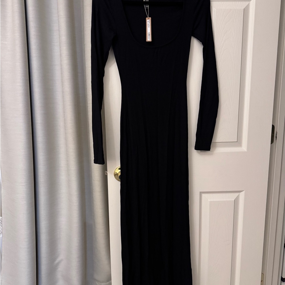 SKIMS Soft Lounge Black Long Sleeve Dress